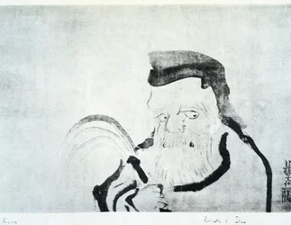 老人像 尾形光琳(1658-1716)画 絹本墨画 日本文明史 江戸時代