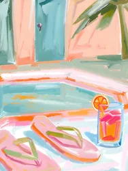 プールサイドの夏の爽やかドリンク