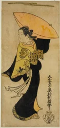 1719年11月、市村座で上演された『立神帝家かずら』の野分前役の二代目藤村半太夫。