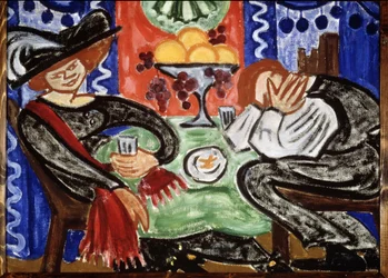 アン・ツァッフェ。 （イン・ア・ツァフェ）。 Peinture de Olga Vladimirovna Rozanova (1886-1918), huile sir toile