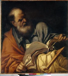 聖トマス、使徒。 （使徒聖トマス）。 Orazio Borgianni (1578-1616) の絵画、キャンバスに油彩、イタリア美術 (ローマ)