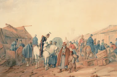 1854年のバラクラバ港にあるイギリス軍の補給基地