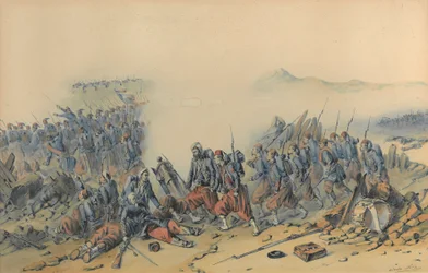 Zouaves com baionetas (Crimeia) (aguarela sobre papel)