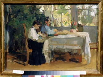 「ダンス ラ ベランダ」Peinture de Osip Emanuilovich Braz (1872-1936) State A. Radishchev Art Museum, Saratov