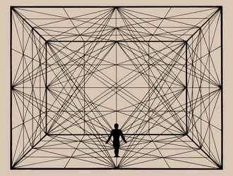 1924年から1925年までの平面幾何学と空間描写による宇宙図。