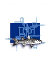 青い幾何学模様の魚