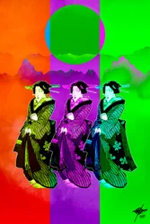 ポップアート・芸者トリオ