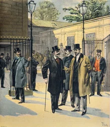 1898年、ポール・ド・カサニャック、リュシアン・ミルヴォワ、ポール・ドゥルルドの肖像画が描かれた代議院（版画）