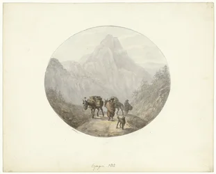 ロバとスペインの山の風景