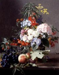果物と花のある静物オットー・ディドリック・オッテセン（1816-1892）個人蔵。