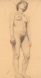立っている女性ヌード、おそらく1878-79。