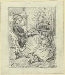 子供に声を出して本を読む女性