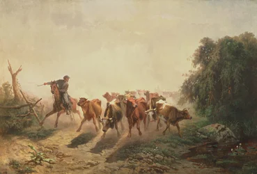 軍のための牛とのユニオン・ドローバー、1860