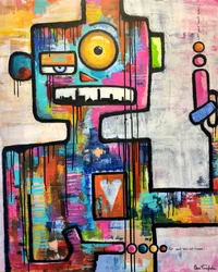 カラフルなストリートアートのロボット