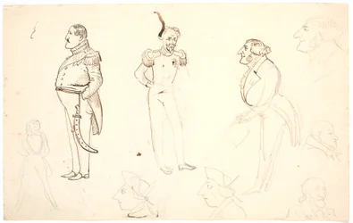 Frederik VII とその他の似顔絵、i.a. グルントヴィ、おそらくオーラ・レーマンなど。