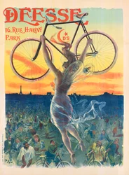 フランスのアール・ヌーヴォー様式による「Deesse Bicycles」のポスター、1898年頃（リトグラフ
