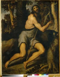 荒野の洗礼者聖ヨハネ。 Jacopo Palma il Giovane, the Younger (1544-1628)、キャンバスに油彩、16 ～ 17 世紀。 イタリア芸術（ヴェネツィア）、マニエリスム。 西洋および東洋美術館、キエフ (ウクライナ)。