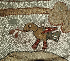 オリーブの小枝を持った鳩モザイク