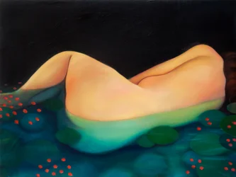 Nightswimming, 2019（木パネルに油彩）