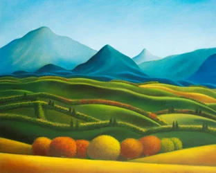 Paysage n°3: Allegro Pastorale, 2019（木パネルに油彩）