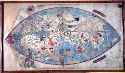 パオロ・トスカネッリ (1397 - 1497) の世界地図。 1457. この地図は、大大陸が発見される前のヨーロッパの地球のイメージを表しています。 フィレンツェ国立図書館