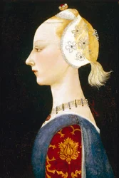 ファッションの若い女性、1462-1465