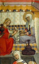 パオロ・ディ・ジョヴァンニ・フェイ作 聖母降誕の祭壇画（1345年頃-1411年頃）テンペラ、木、詳細