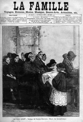Dagnan-Bouveretの絵をもとに1888年に刻印されたパンのベニート。1888年の新聞 "La famille "の表紙。