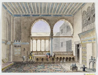 シェイク ジャバルティ パレスの内部の眺め。 パスカル コステ (1787-1879) による水彩画 地中海考古学博物館、マルセイユ