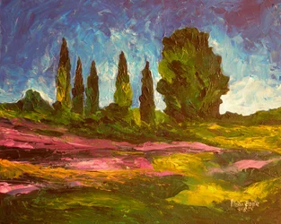 2009年にラベンダーが咲いている（キャンバスにアクリル）