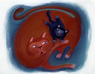 猫と子猫 - イラスト：Patrizia La Porta