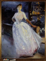 画家の妻、ロジェ・ジョルダン夫人の肖像。ポール・アルベール・ベズナール（1849-1934）の絵画