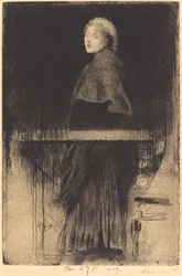 ケープ・ラ・ファム・ア・ラ・ペレリーヌを持つ女性、1889年。