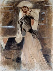 マドレーヌ・カルリエの胴体部分の肖像。ポール・ヘレウ（1859-1927）20世紀。バイヨンヌ、ボナール美術館