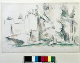 木漏れ日の中の家ポール・セザンヌ（1839-1906）の絵画