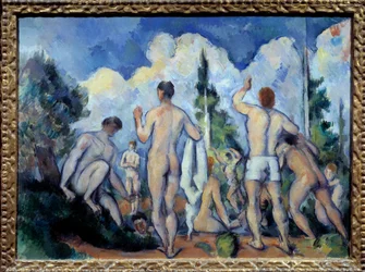 水浴客たち ポール・セザンヌ（1839-1906）の絵画 1890年 日。0,6x0,82 m パリ、オルセー美術館