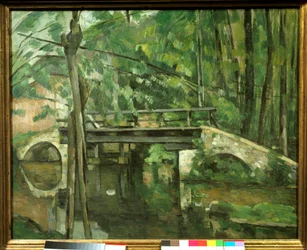 マインシー橋または「メネシー橋」。ポール・セザンヌ（1839-1906）による1879年頃の絵画。薄さ0.58 x 0.72 m。パリ、オルセー美術館