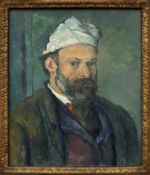 自画像。ポール・セザンヌ（1839-1906）の絵画、1880年頃のキャンバスに油彩で描かれています。フランス美術