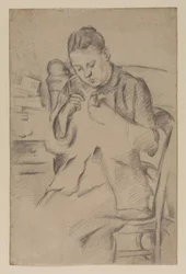 Hortense Fiquet, Madame Cezanne, sewing, c.1880 (pencil on paper)