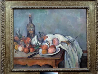 玉ねぎのある静物画 ポール・セザンヌ（1839-1906） 1895年 日。0.66x0.82 m パリ、オルセー美術館