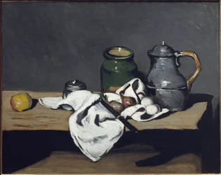 やかんのある静物 - キャンバスに油彩