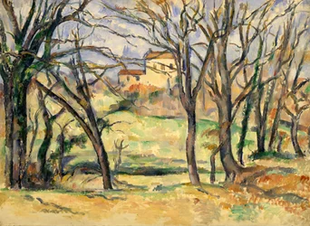 Jas de Bouffan、1885-86の近くの木と家。