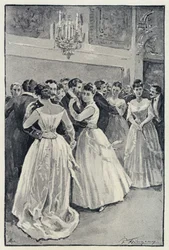 アンナ・カレーニナ』のイラスト。舞踏会のキティ（リトグラフ