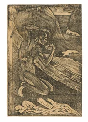 カヌーのそばで酒を飲む漁師