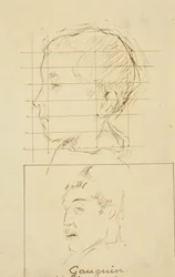 少年と男の頭（自画像？）[裏面]