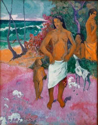ポール・ゴーギャン（1848-1903）のタヒチの家族の絵 1902年 薄暗い。73x92 cm ニューヨーク、個人蔵