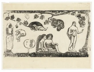 後期木版画集より女性、動物、葉