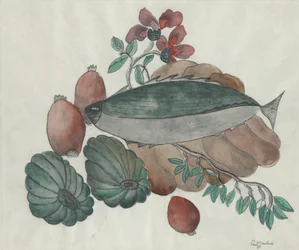 静物：魚、花、野菜