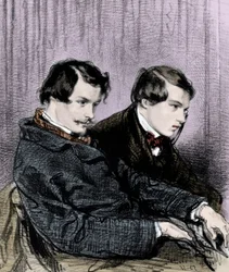 ゴンクール兄弟 - エドモンド・ド・ゴンクール(1822-1886)とジュール・ド・ゴンクール(1830-1870)が劇場の箱の中で
