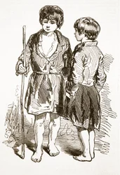 アイオナの群れの男の子、「イラストレイテッドロンドンニュース」（1849年）